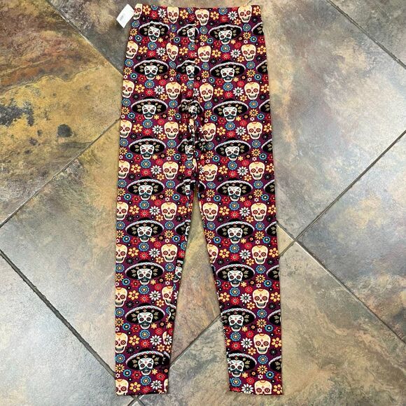 New! NWT Dream Leggings Day of the Dead Skulls One Size - Picture 9 of 9